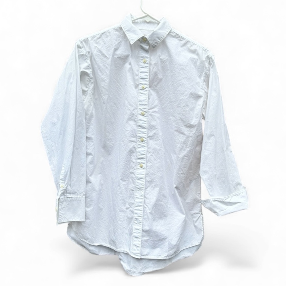 Land’s End white button down oversized tunic length women’s shirt